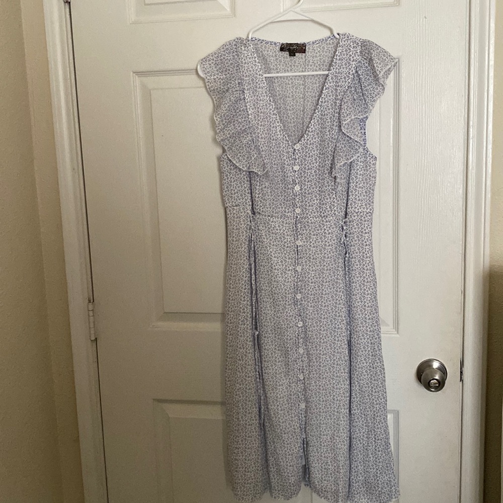 Blue and white dress